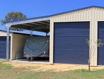 Double bay garage with carport