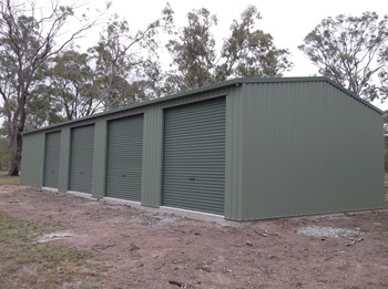 Four door farm shed in the color "Pale Eucalypt"