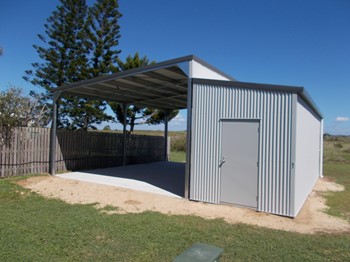 Carport attached to a single bay shed